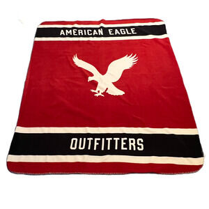 American Eagle Fleece Blanket Logo Red Blue 2015 Throw Blanket 48" x 56" Comfort